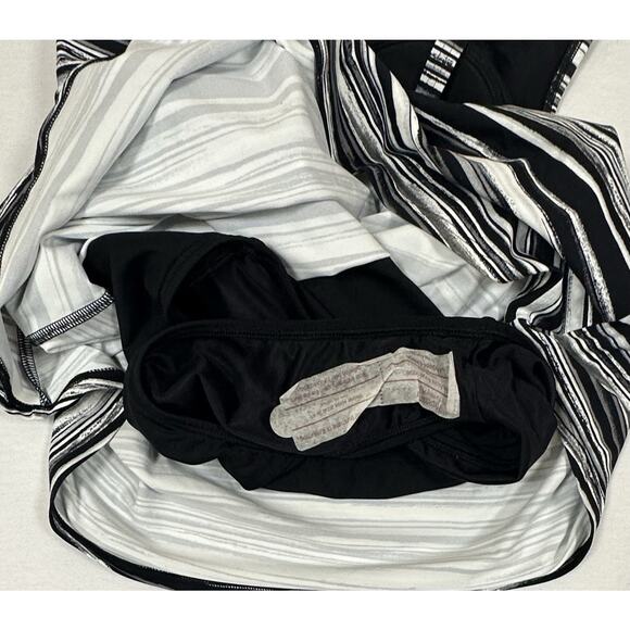 Nwt Lands' End Suplice Wrap Swim Bathing Suit Dress SZ 8 Black & White - Picture 7 of 8